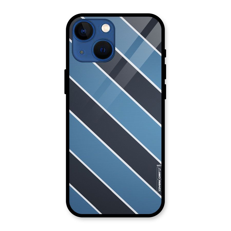 Blue Black Stripes Glass Back Case for iPhone 13 Mini
