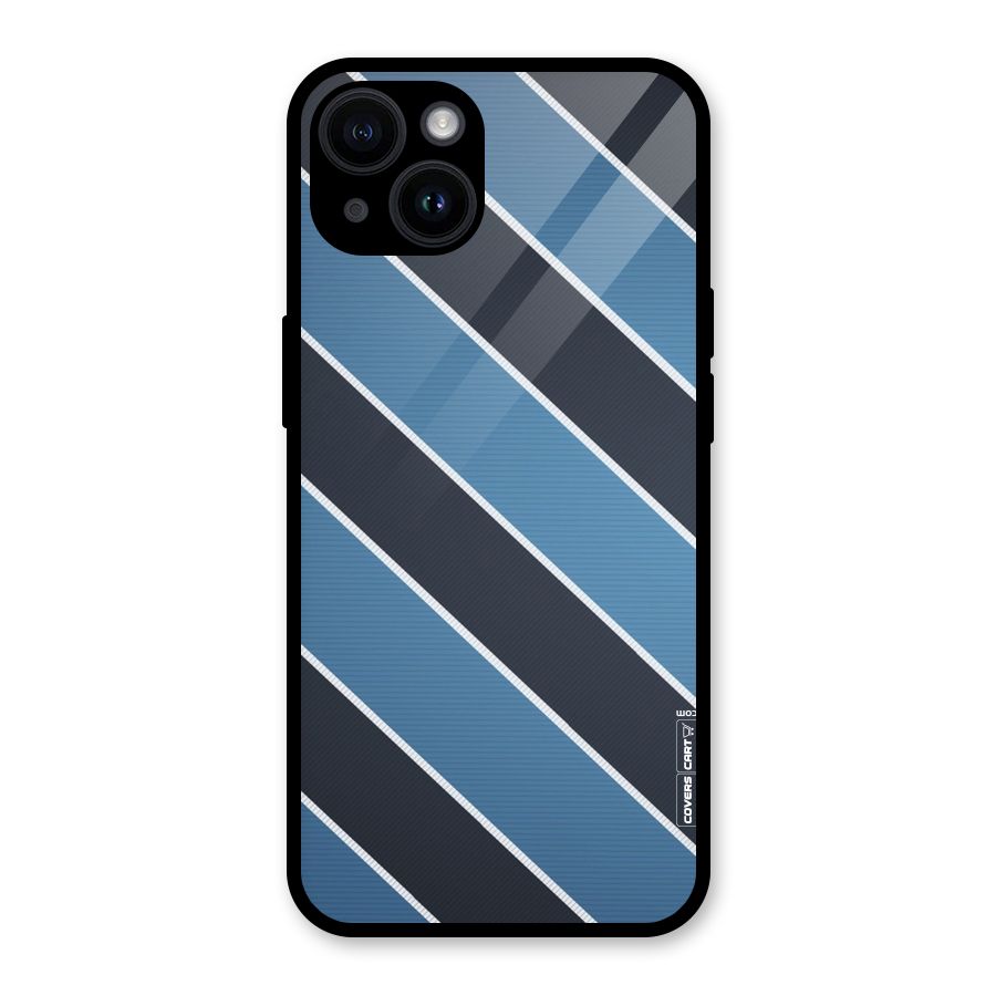 Blue Black Stripes Glass Back Case for iPhone 14