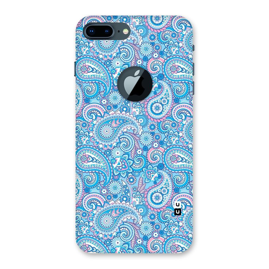 Blue Block Pattern Back Case for iPhone 7 Plus Logo Cut
