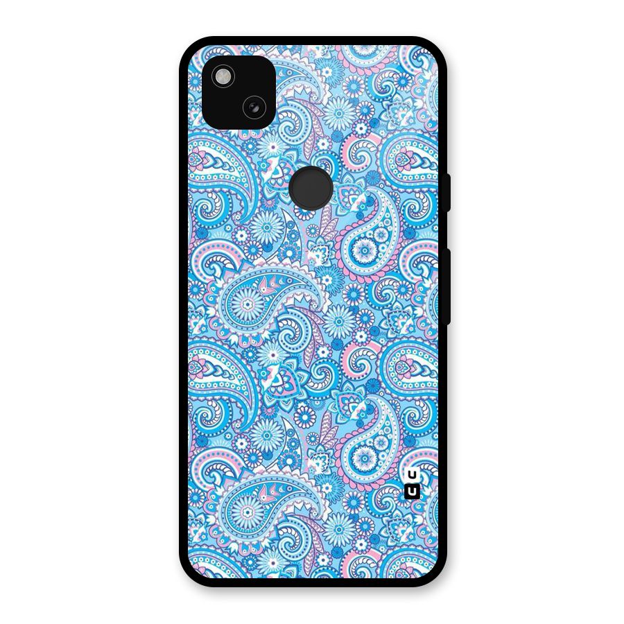 Blue Block Pattern Glass Back Case for Google Pixel 4a