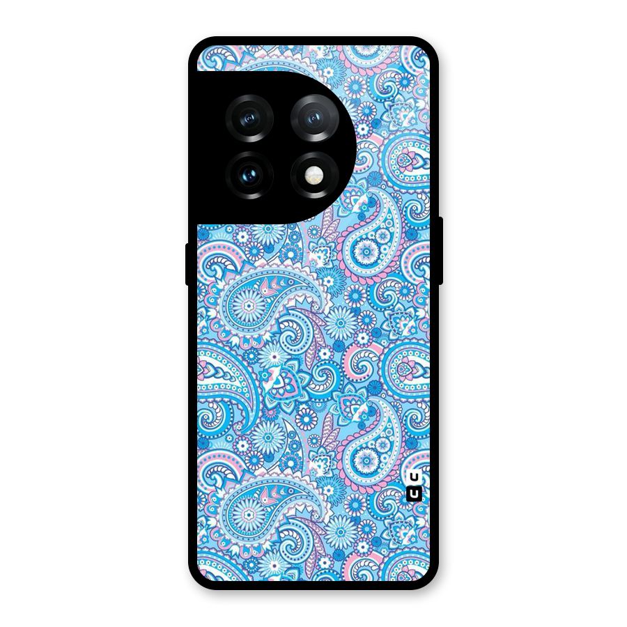 Blue Block Pattern Glass Back Case for OnePlus 11