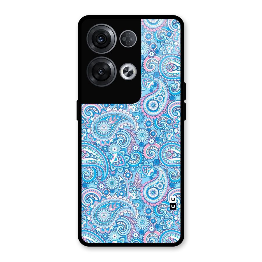 Blue Block Pattern Glass Back Case for Oppo Reno8 Pro 5G