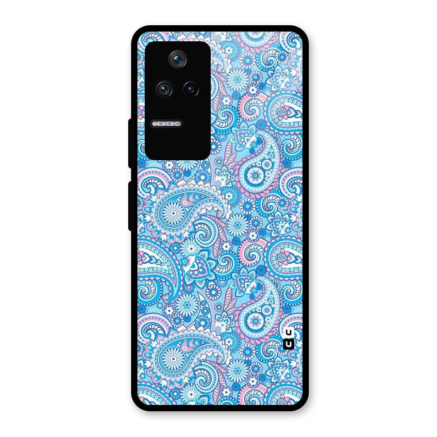 Blue Block Pattern Glass Back Case for Poco F4 5G