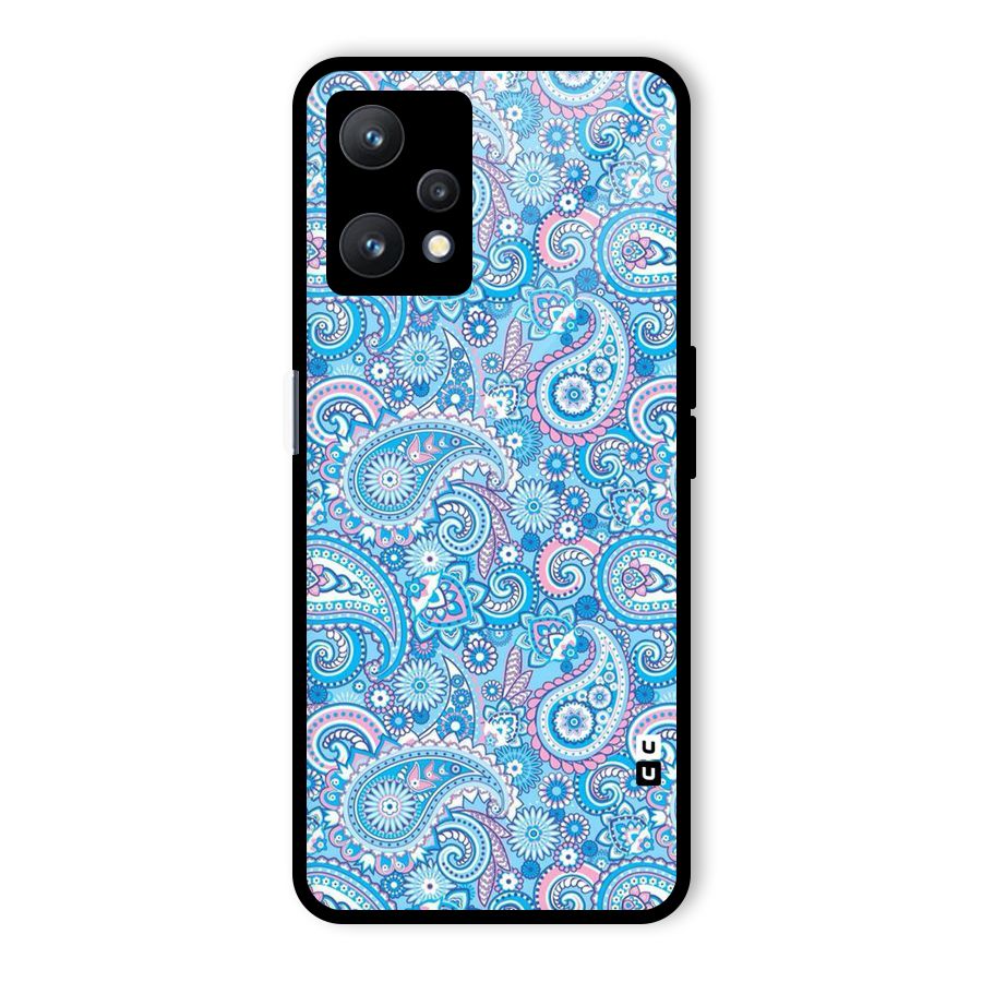 Blue Block Pattern Glass Back Case for Realme 9 Pro 5G