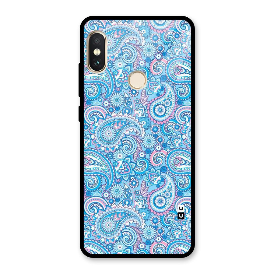 Blue Block Pattern Glass Back Case for Redmi Note 5 Pro