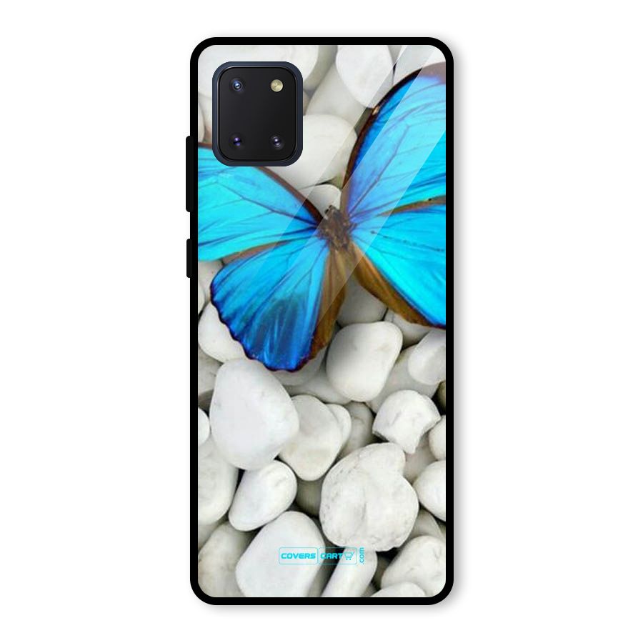 Blue Butterfly Glass Back Case for Galaxy Note 10 Lite