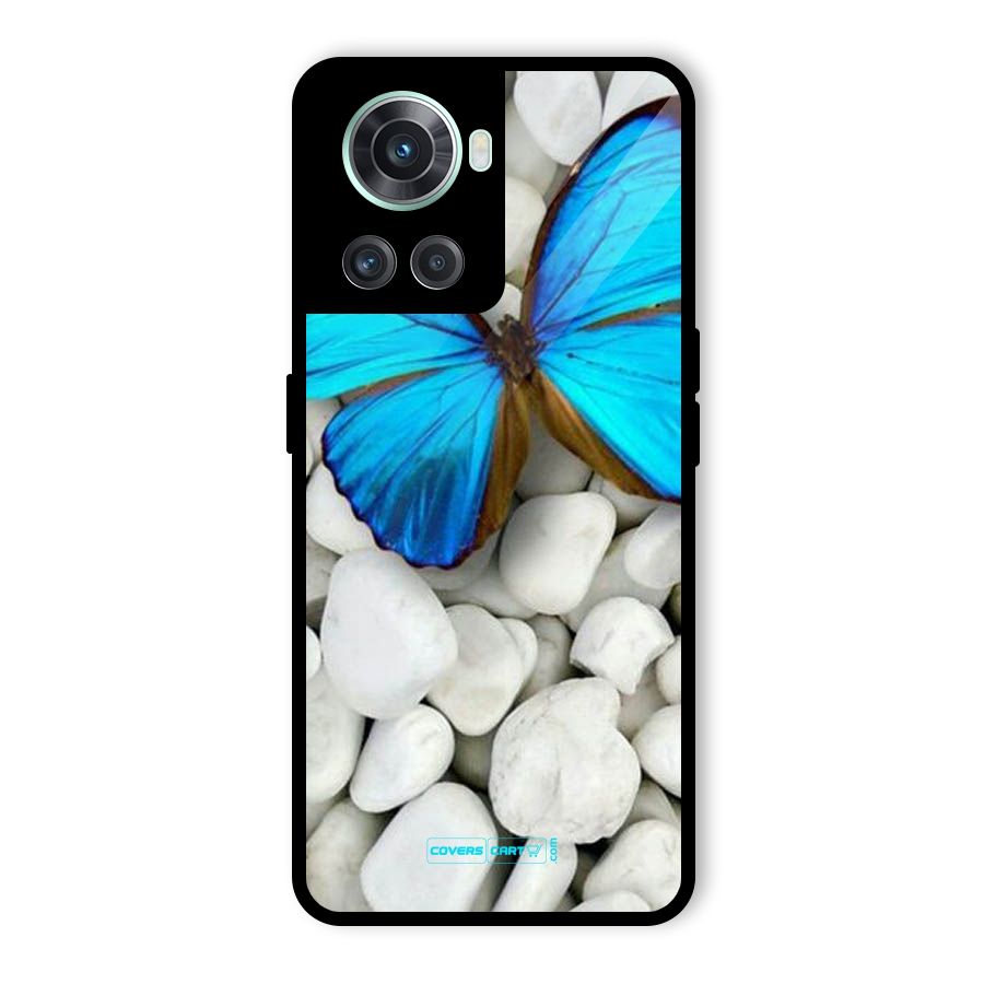 Blue Butterfly Glass Back Case for OnePlus 10R