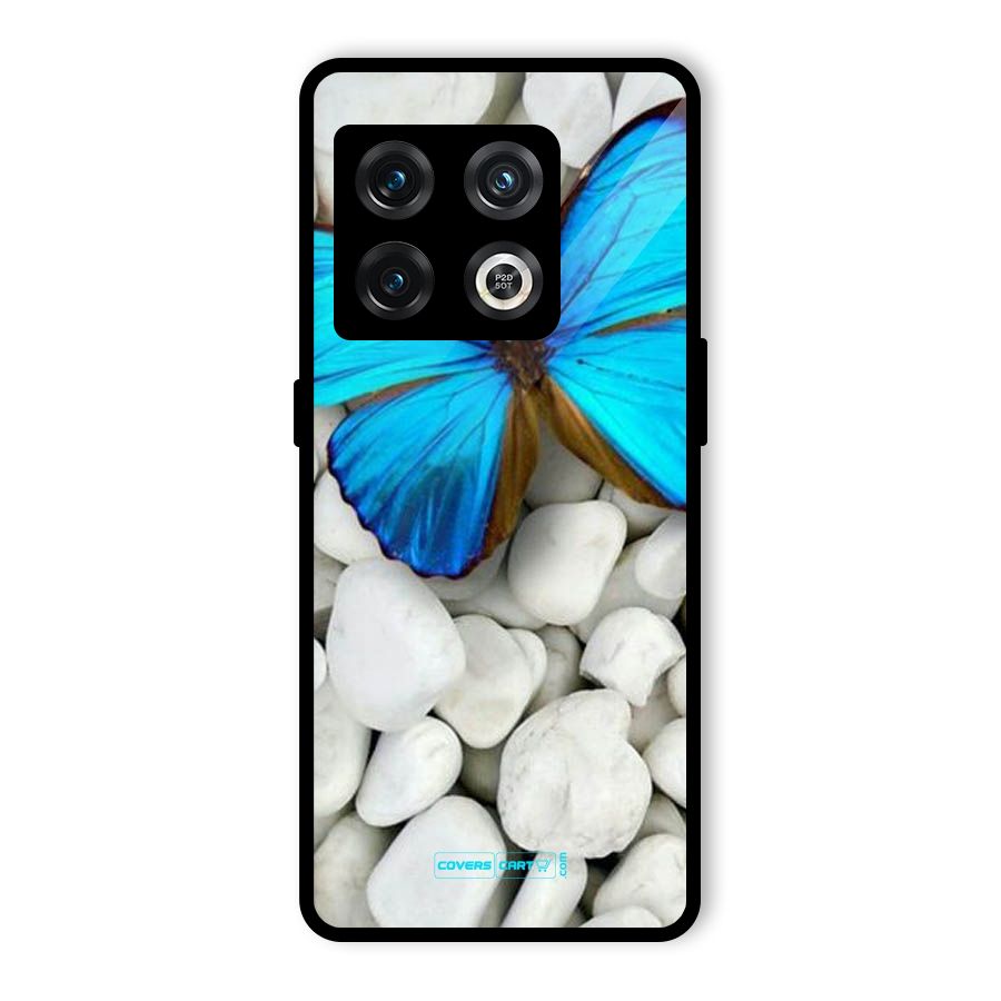 Blue Butterfly Glass Back Case for OnePlus 10 Pro 5G
