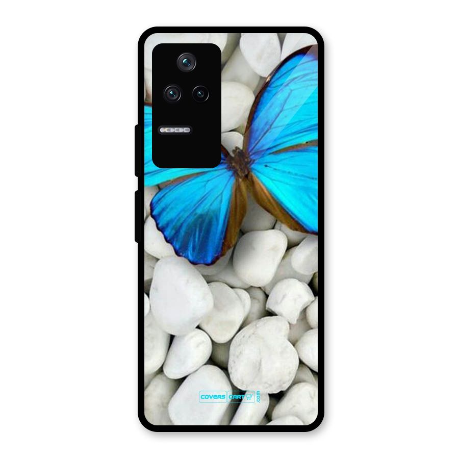Blue Butterfly Glass Back Case for Poco F4 5G