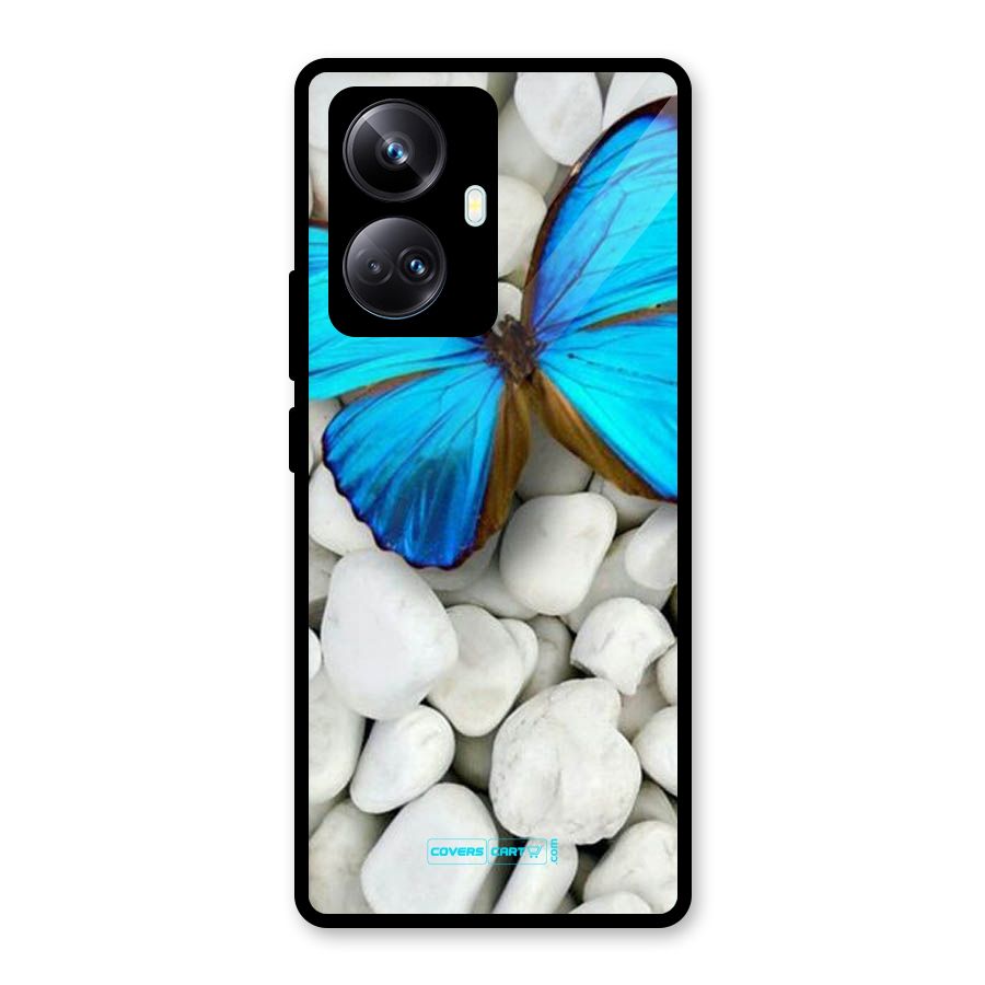 Blue Butterfly Glass Back Case for Realme 10 Pro Plus
