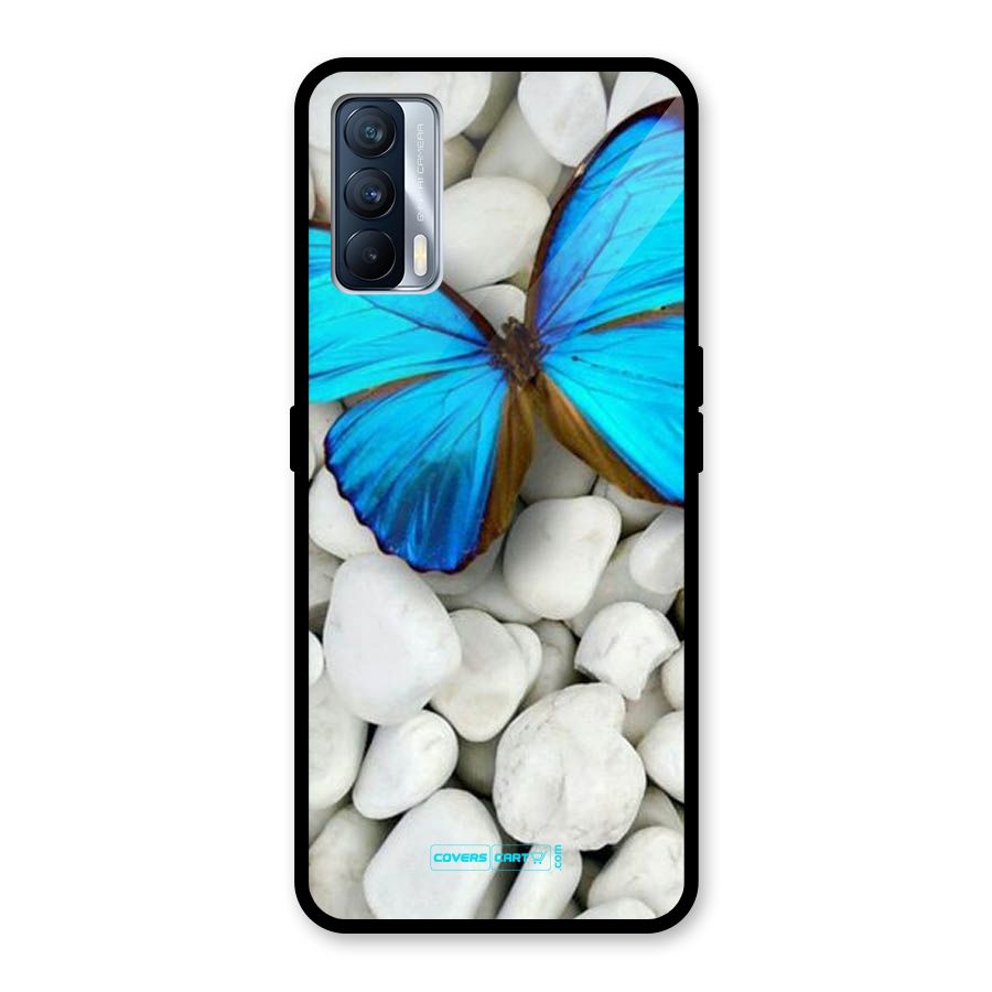 Blue Butterfly Glass Back Case for Realme X7