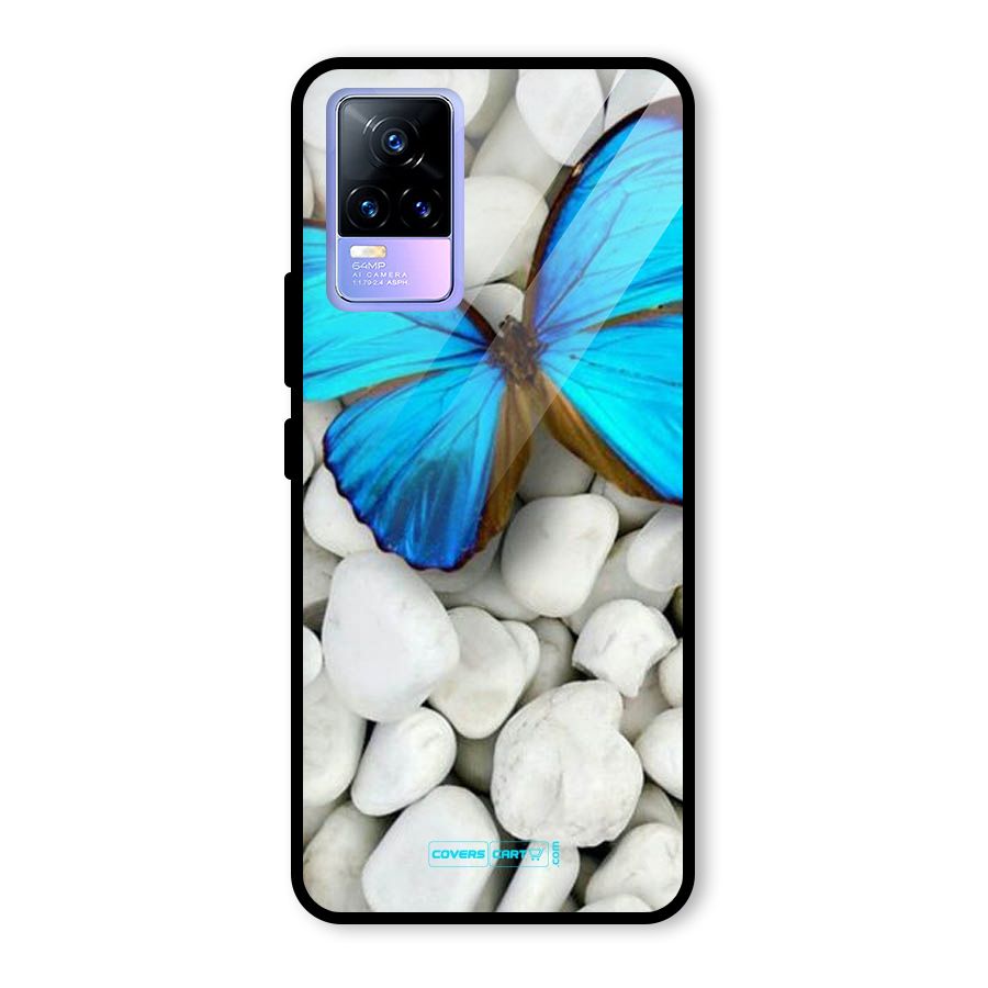 Blue Butterfly Glass Back Case for Vivo Y73