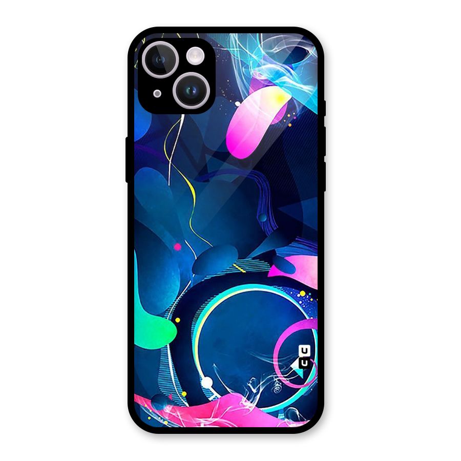 Blue Circle Flow Glass Back Case for iPhone 14 Plus