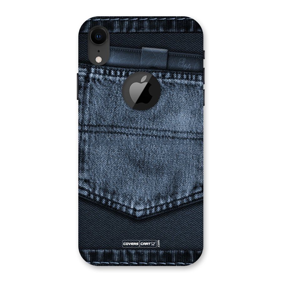 Blue Denim Back Case for iPhone XR Logo Cut