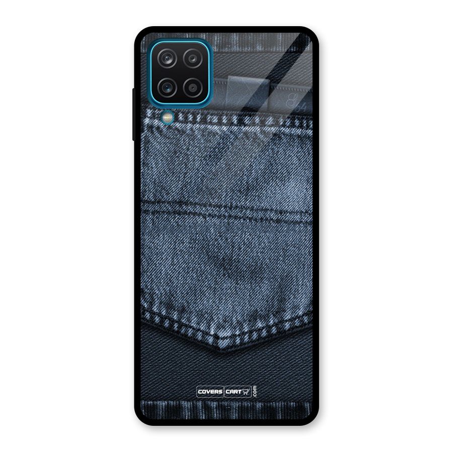 Blue Denim Glass Back Case for Galaxy A12