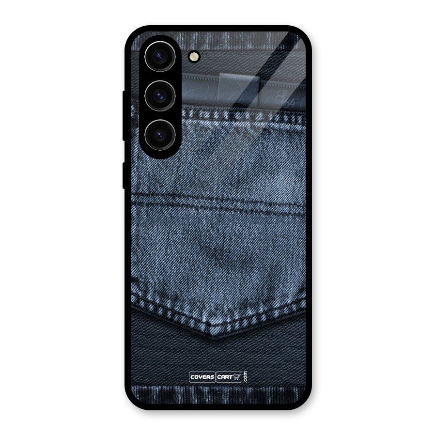 Blue Denim Glass Back Case for Galaxy S23 Plus