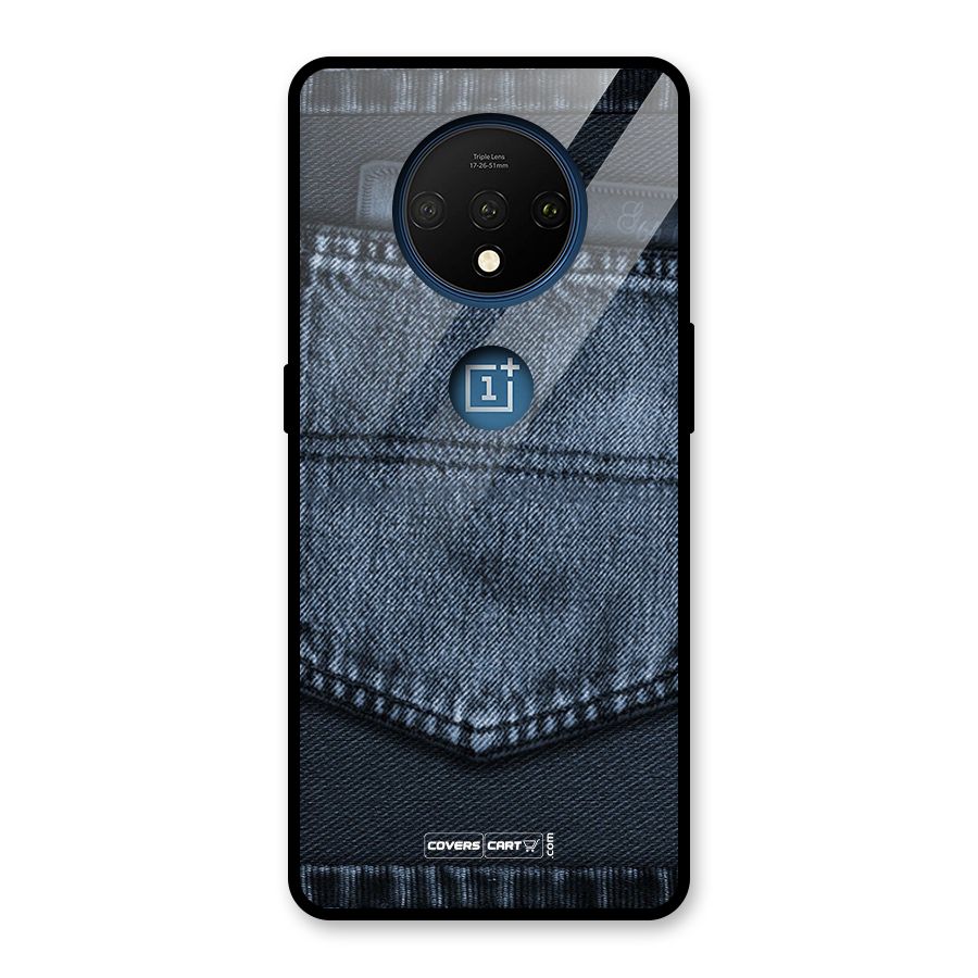 Blue Denim Glass Back Case for OnePlus 7T