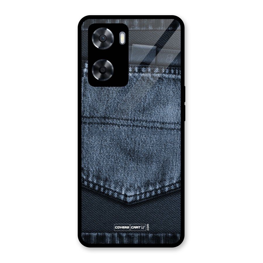 Blue Denim Glass Back Case for Oppo A57 2022