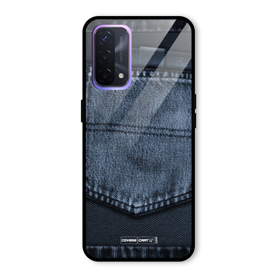 Blue Denim Glass Back Case for Oppo A74 5G