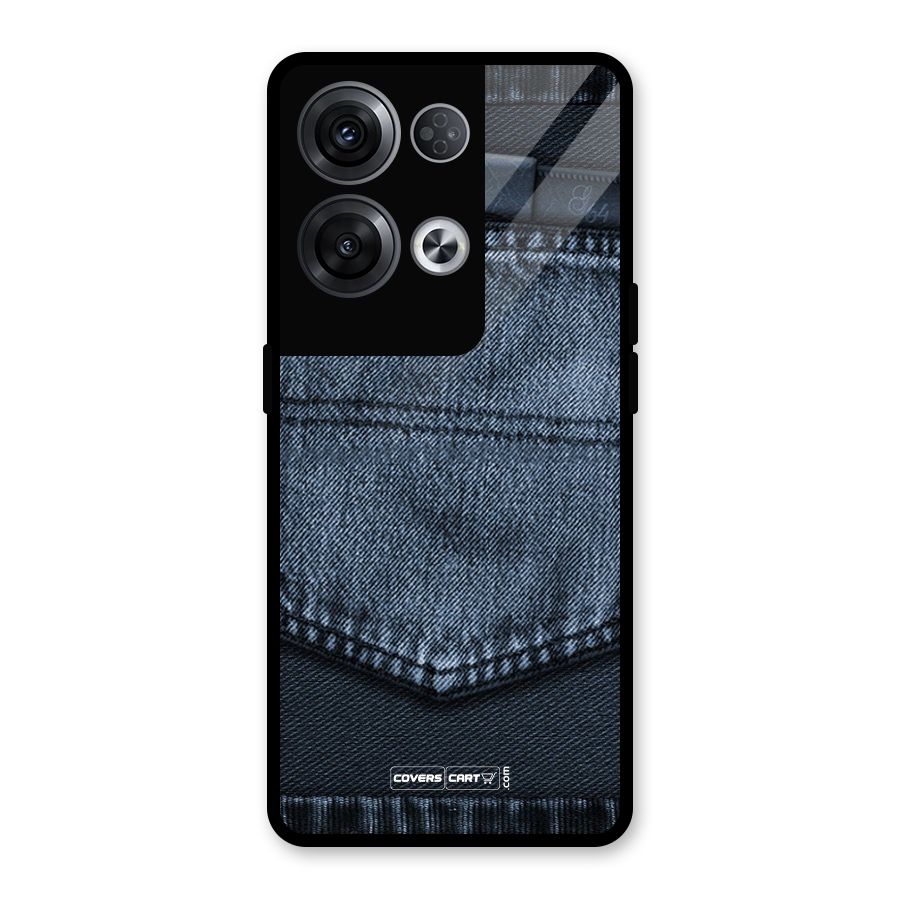 Blue Denim Glass Back Case for Oppo Reno8 Pro 5G