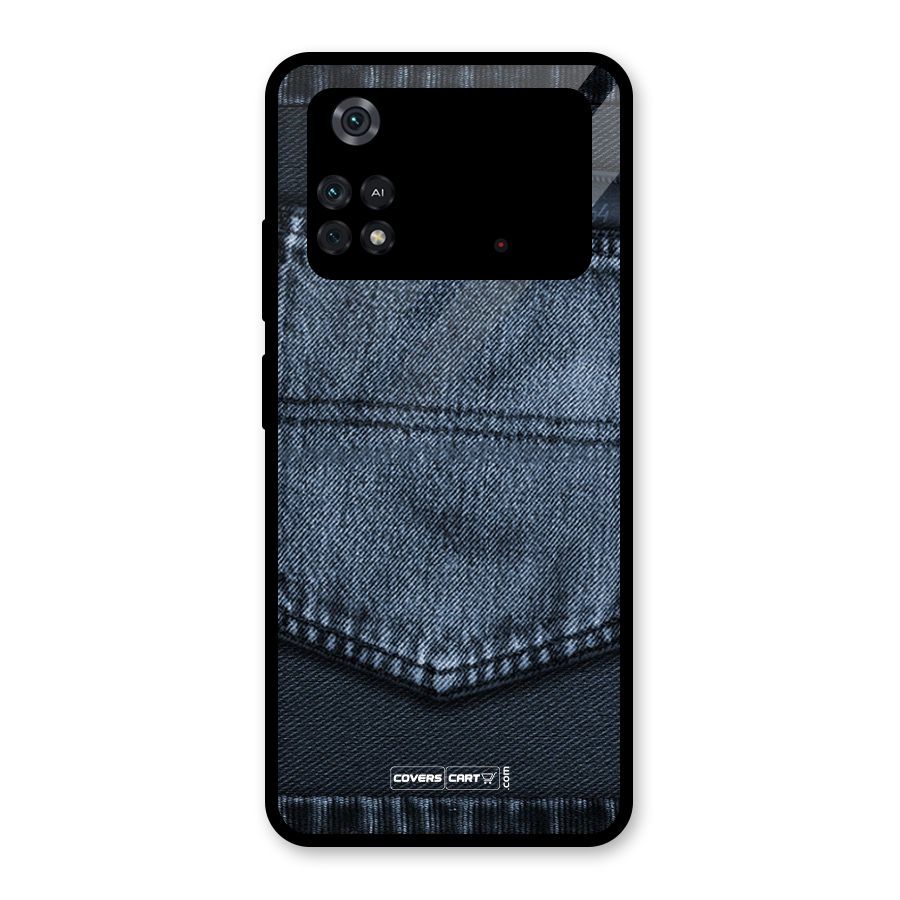 Blue Denim Glass Back Case for Poco M4 Pro 4G