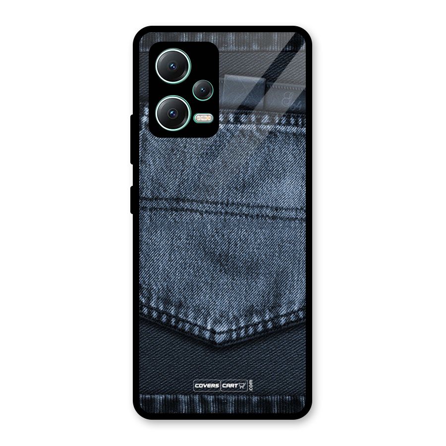 Blue Denim Glass Back Case for Redmi Note 12 5G