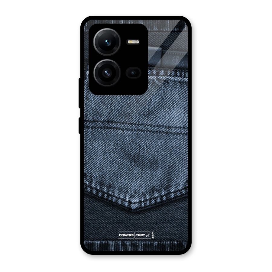 Blue Denim Glass Back Case for Vivo V25