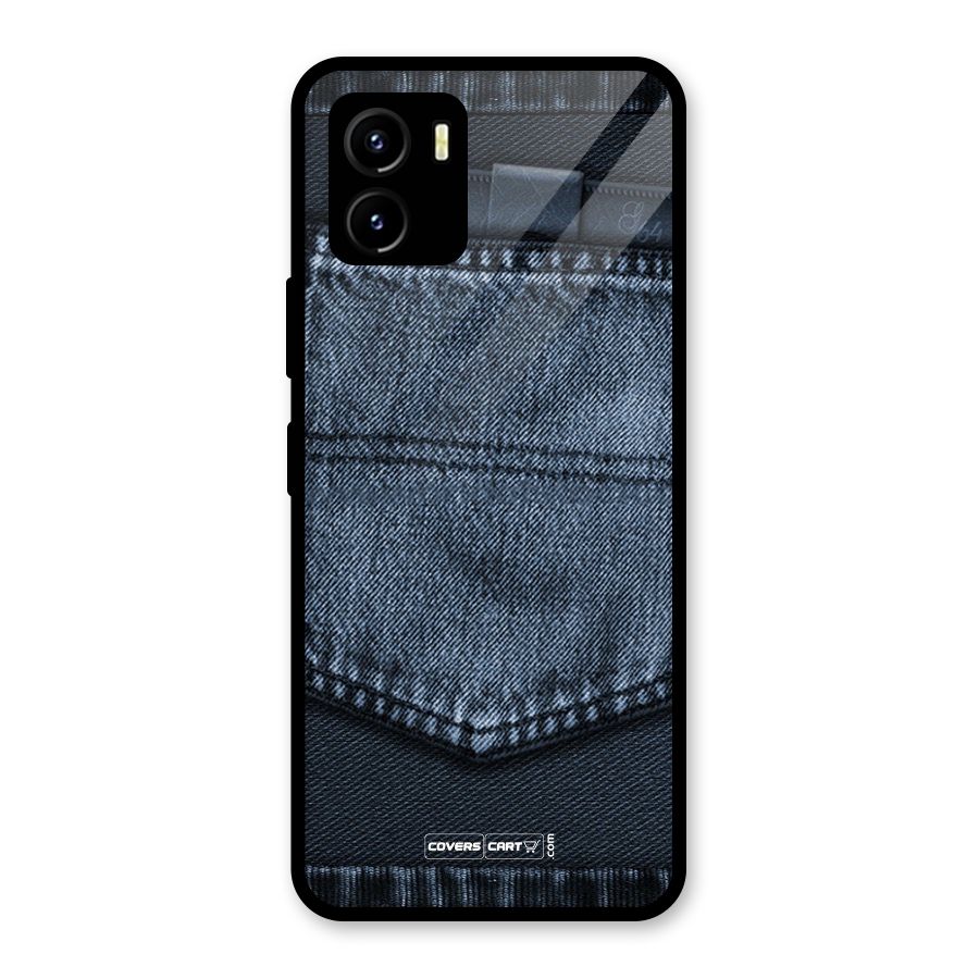 Blue Denim Glass Back Case for Vivo Y15s