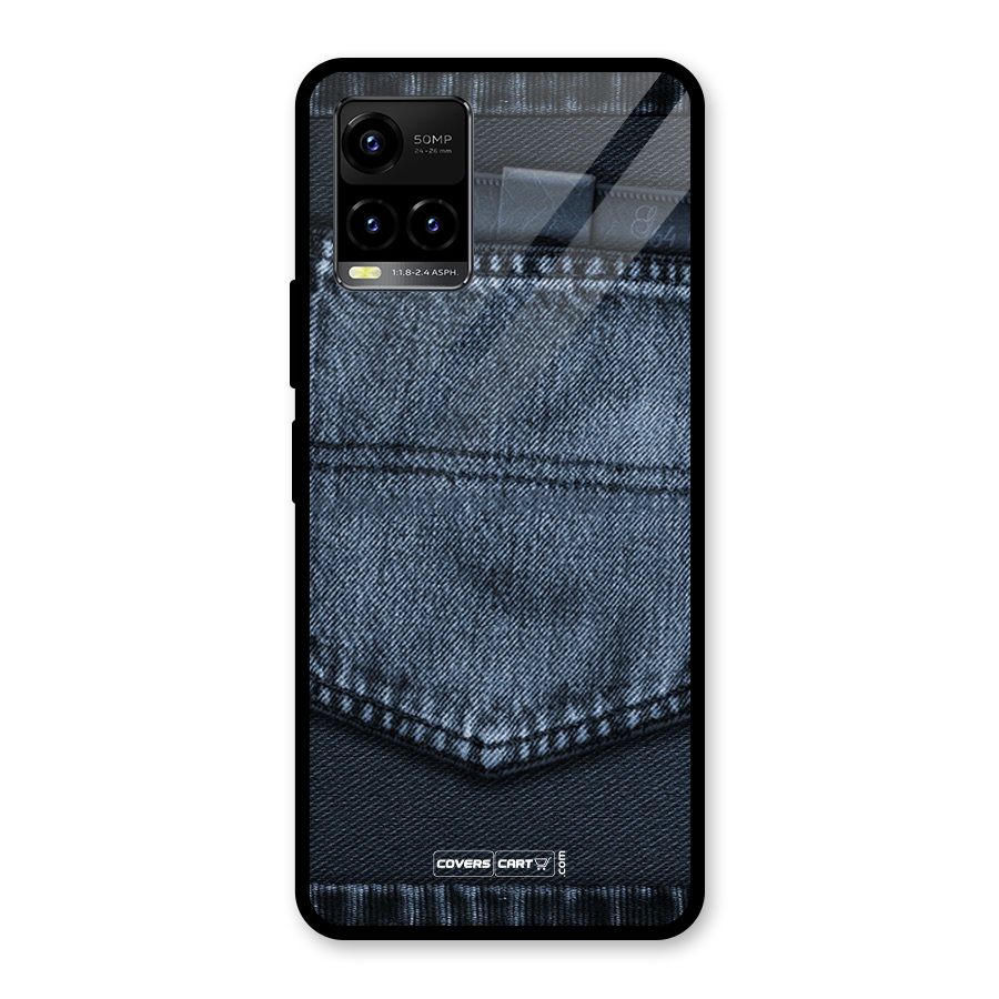 Blue Denim Glass Back Case for Vivo Y21A
