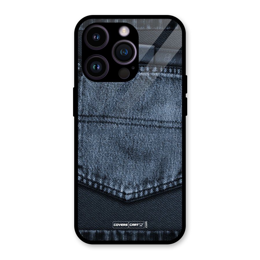 Blue Denim Glass Back Case for iPhone 14 Pro