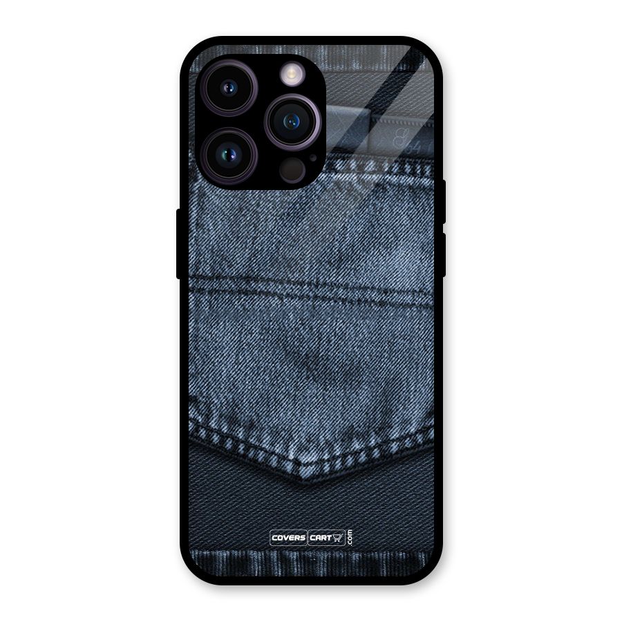 Blue Denim Glass Back Case for iPhone 14 Pro Max
