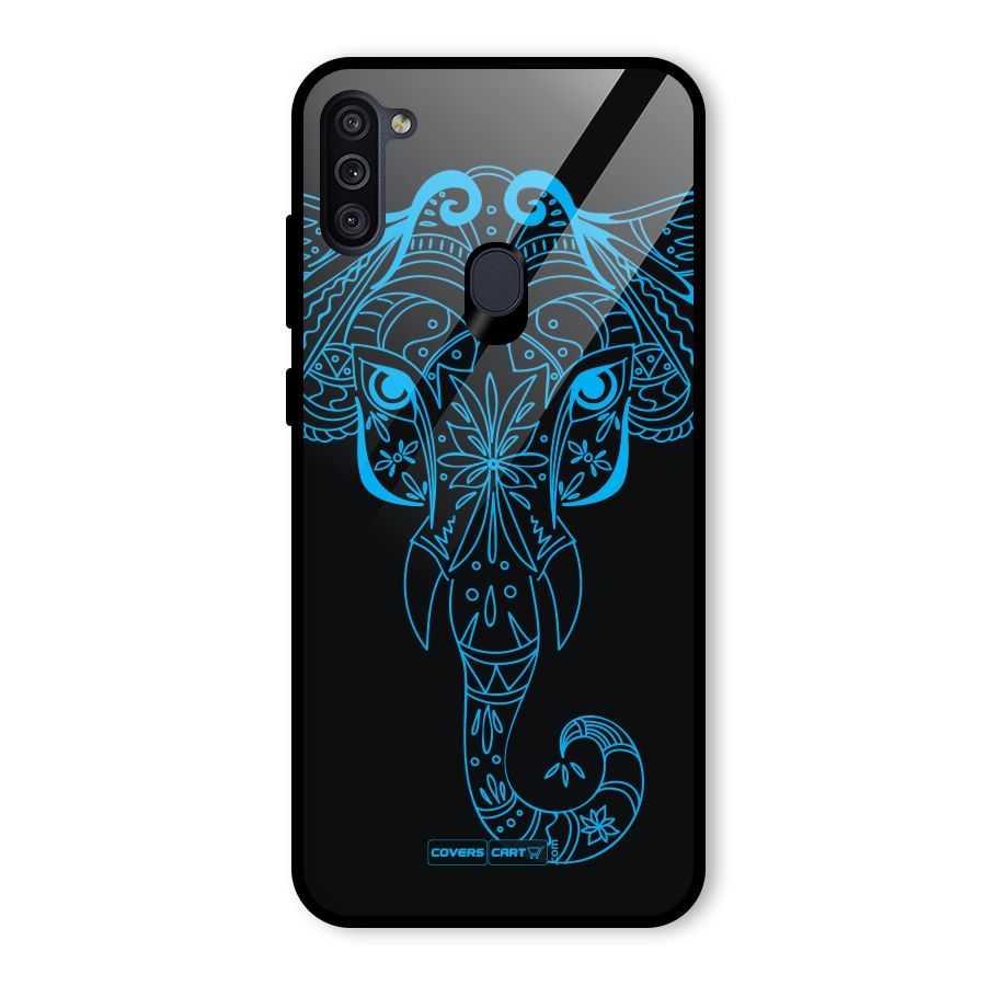 Blue Elephant Ethnic Glass Back Case for Galaxy M11