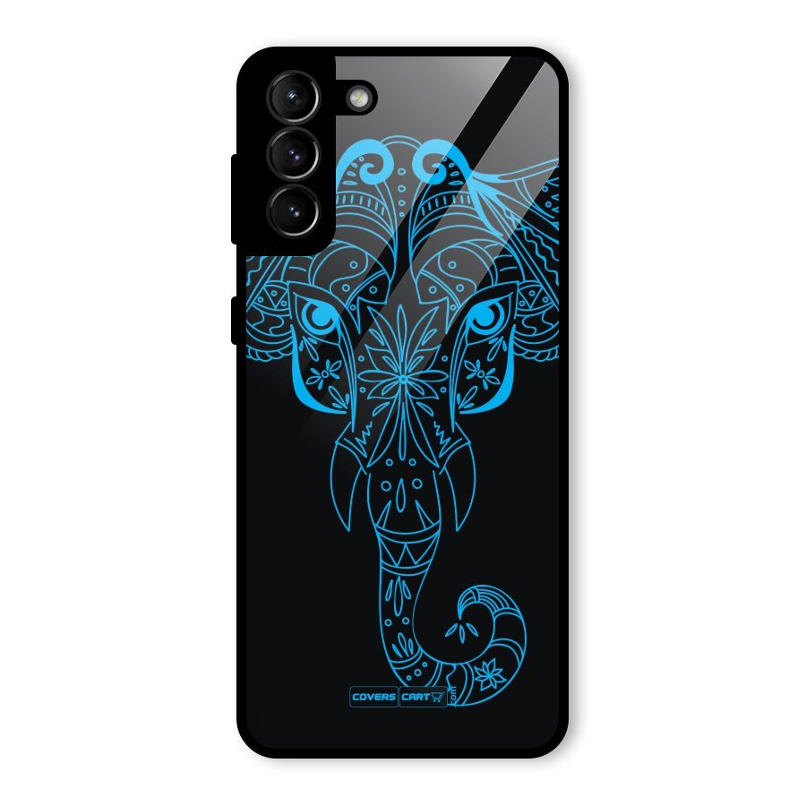 Blue Elephant Ethnic Glass Back Case for Galaxy S21 Plus