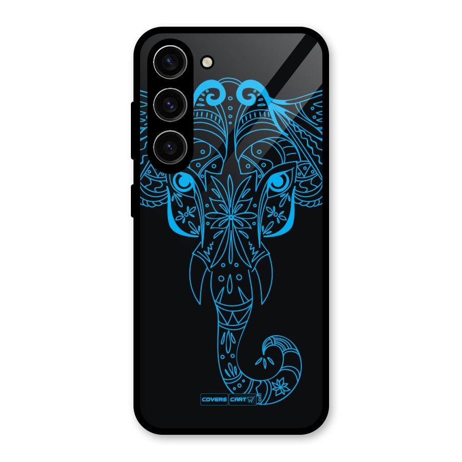 Blue Elephant Ethnic Glass Back Case for Galaxy S23