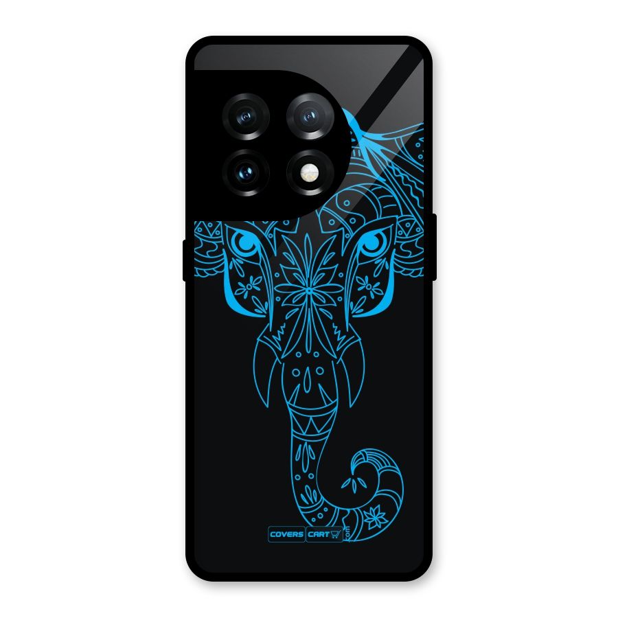 Blue Elephant Ethnic Glass Back Case for OnePlus 11