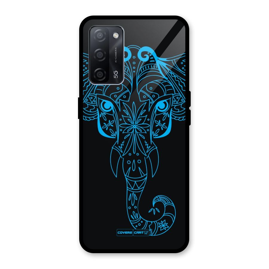 Blue Elephant Ethnic Glass Back Case for Oppo A53s 5G