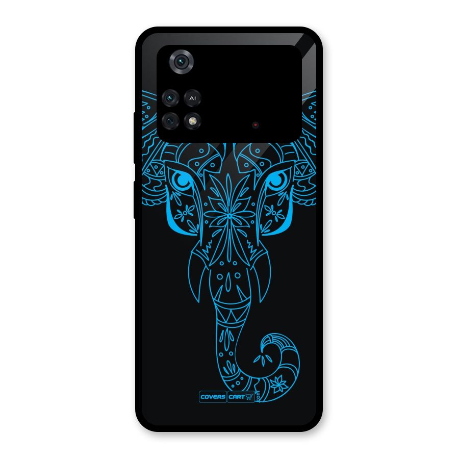 Blue Elephant Ethnic Glass Back Case for Poco M4 Pro 4G