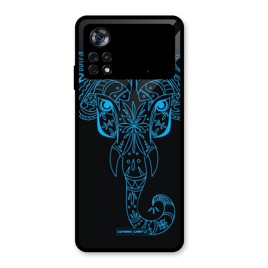 Blue Elephant Ethnic Glass Back Case for Poco X4 Pro 5G