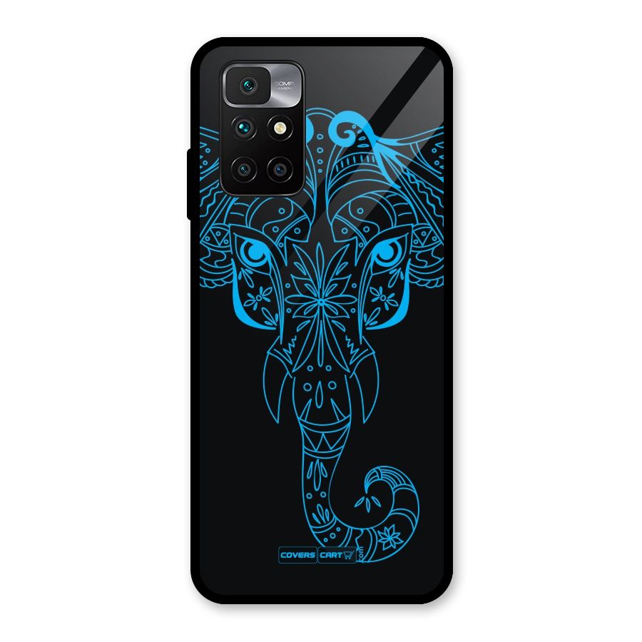 Blue Elephant Ethnic Glass Back Case for Redmi 10 Prime