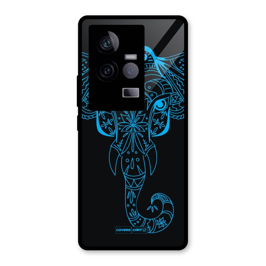 Blue Elephant Ethnic Glass Back Case for Vivo iQOO 11 5G