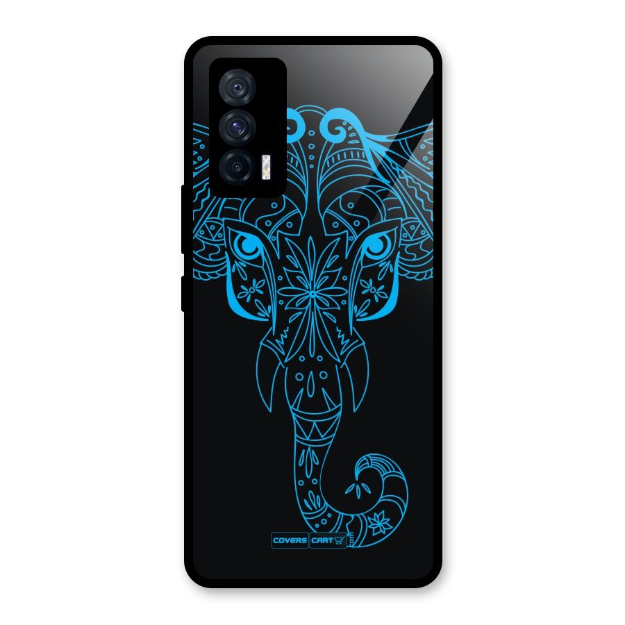 Blue Elephant Ethnic Glass Back Case for Vivo iQOO 7 5G
