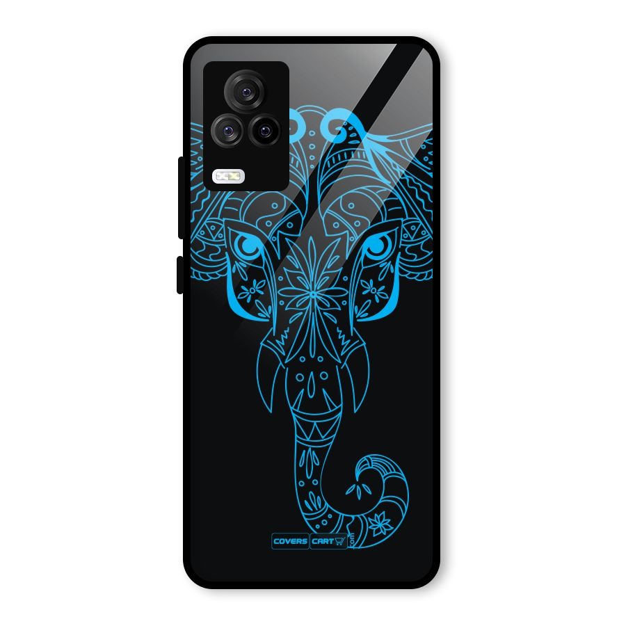 Blue Elephant Ethnic Glass Back Case for Vivo iQOO 7 Legend 5G