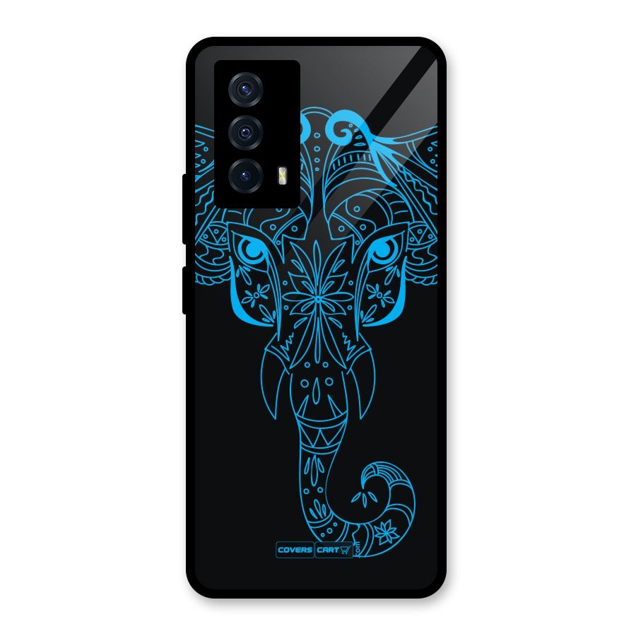 Blue Elephant Ethnic Glass Back Case for Vivo iQOO Z5