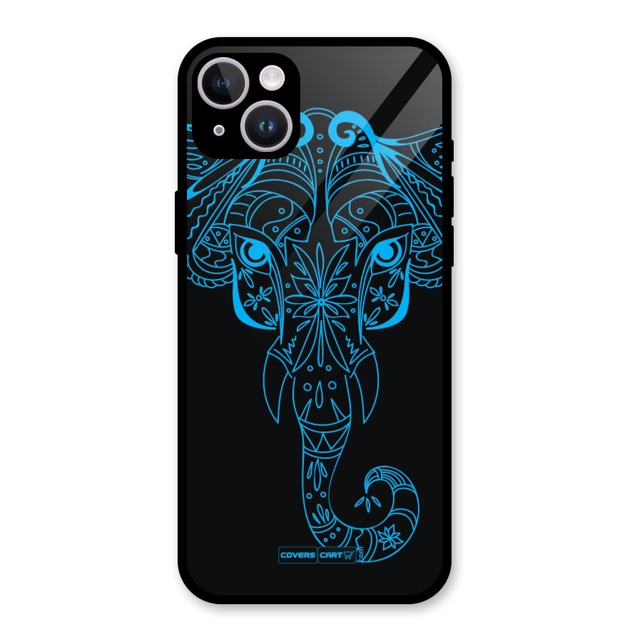 Blue Elephant Ethnic Glass Back Case for iPhone 14 Plus