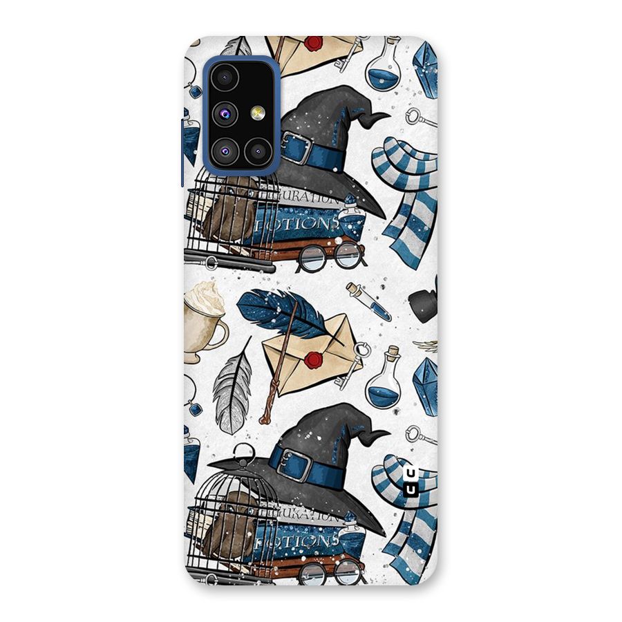 Blue Feather Hat Design Back Case for Galaxy M51