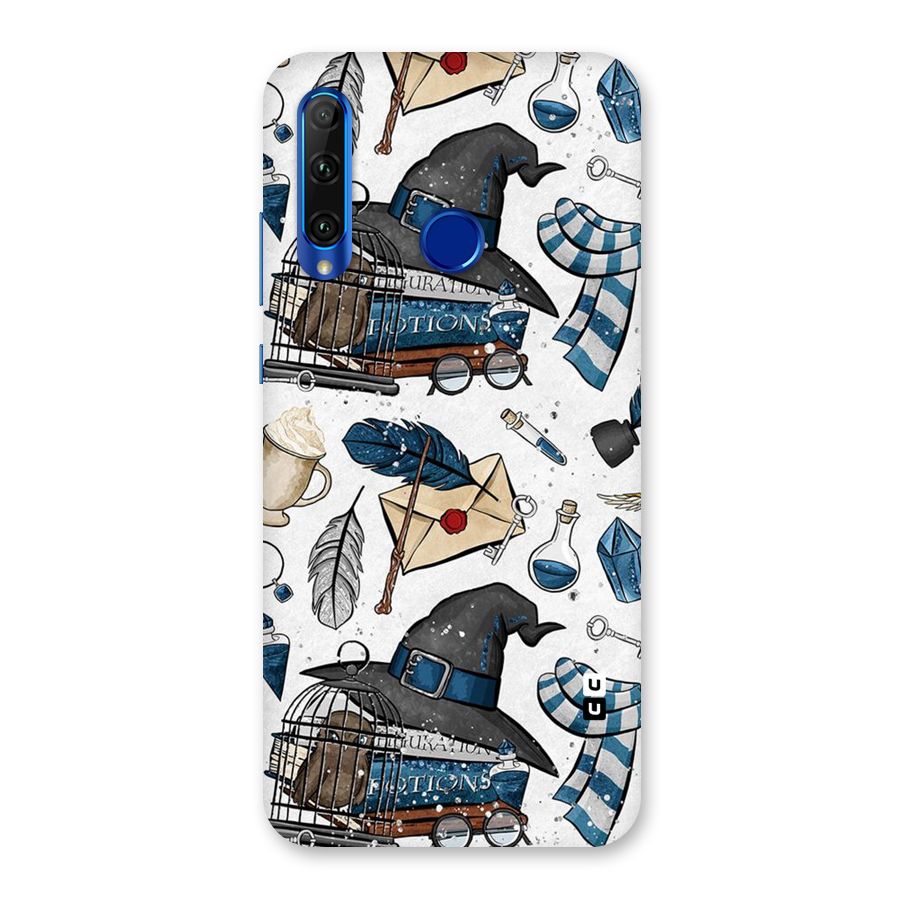 Blue Feather Hat Design Back Case for Honor 20i