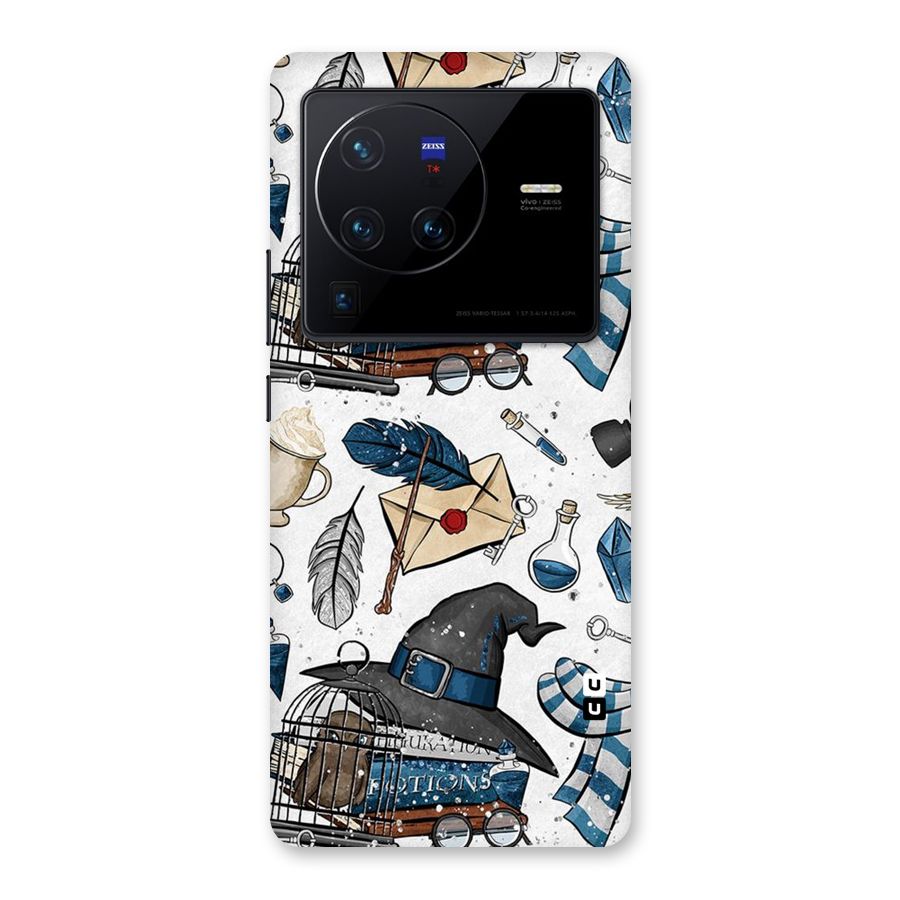 Blue Feather Hat Design Back Case for Vivo X80 Pro