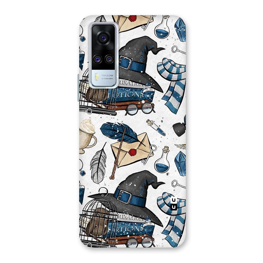 Blue Feather Hat Design Back Case for Vivo Y51A