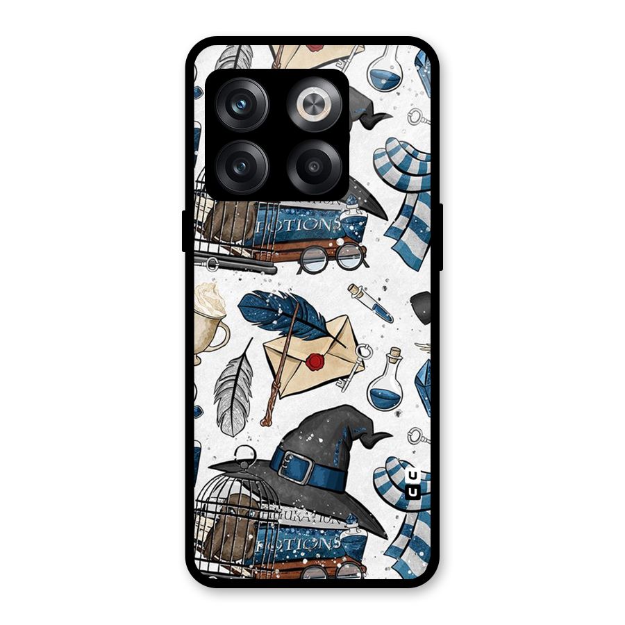 Blue Feather Hat Design Glass Back Case for OnePlus 10T