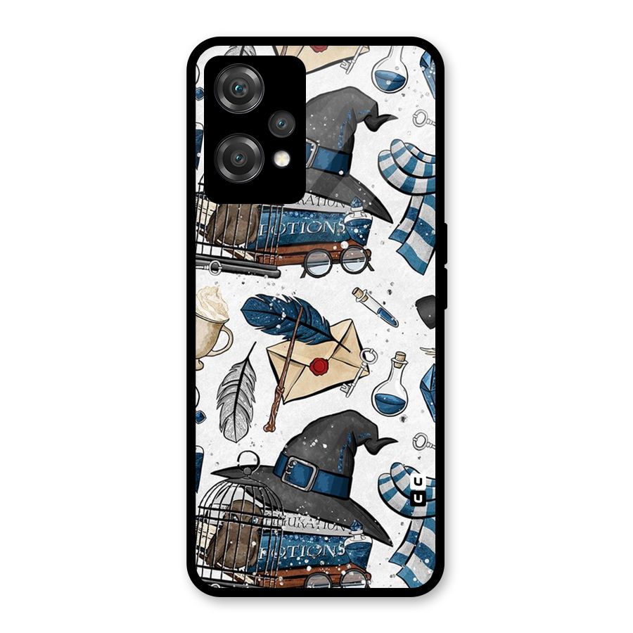 Blue Feather Hat Design Glass Back Case for OnePlus Nord CE 2 Lite 5G